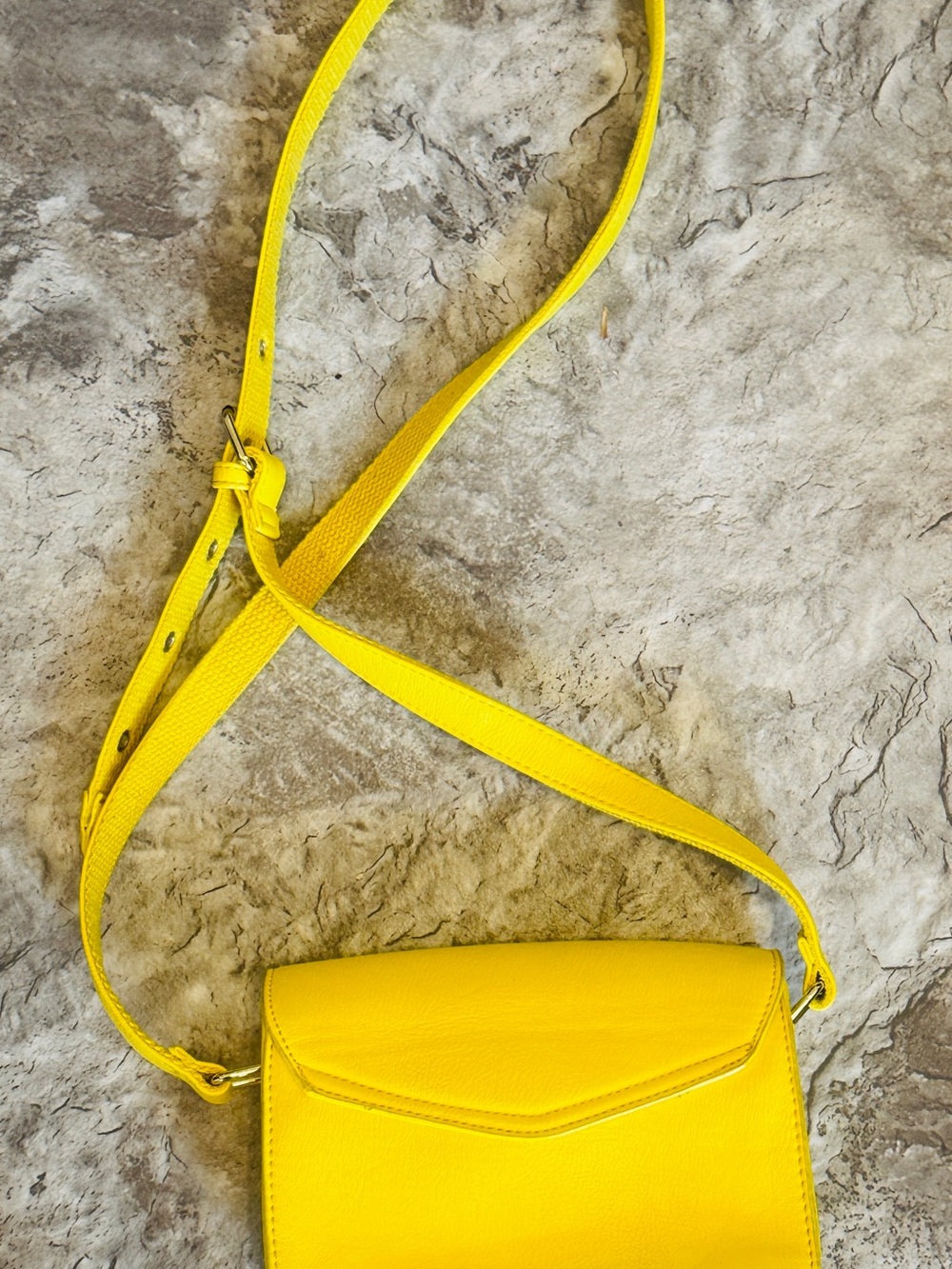Yellow Women's Leather Satchel Crossbody Bag - Picture 8 of 9